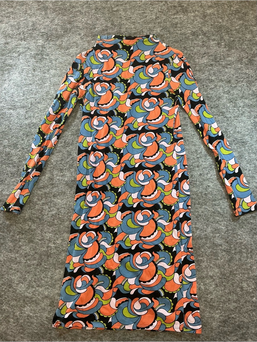 Nooworks Retro Floral Swirl Long Sleeve Mock Neck Dress Size S